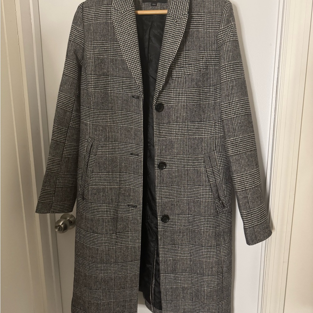 Karl Lagerfeld Black and White Plaid Coat